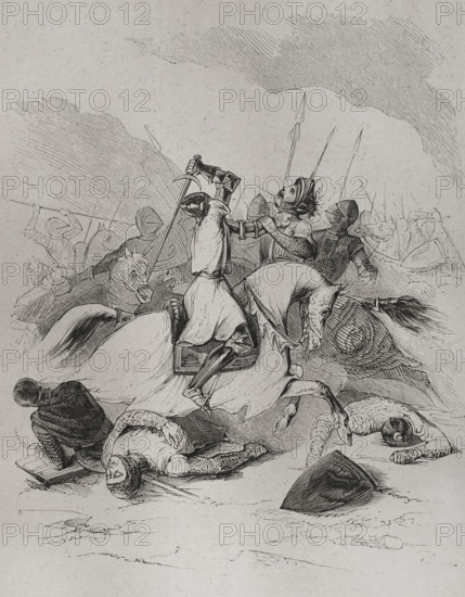 Battle of Araviana, (22 September 1359), War of the Two Peters..., Spain, 1853. Creator: Antonio Roca Sallent.