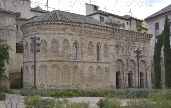 Northwest facade and apse, Cristo de la Luz Shrine, Toledo, Castile-La Mancha, Spain, 2022. Creator: LTL.