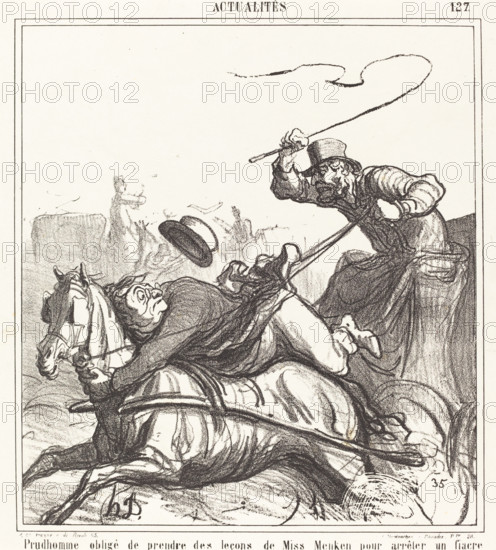 Prudhomme obligé de prendre des leçons..., 1867. Creator: Honore Daumier.