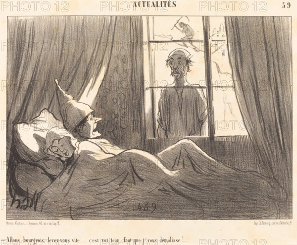 Allons, bourgeois, levez-vous vite..., 1852.  Creator: Honore Daumier.