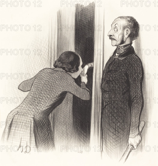 Un amant trop heureux, 1844. Creator: Honore Daumier.