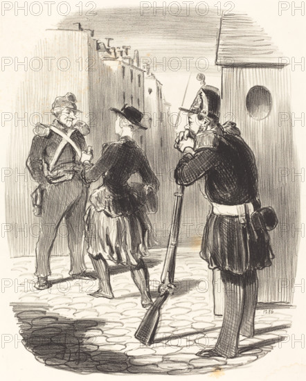 Ce satané Pigochard...faut toujours qu'y fasse la cour aux fââmes!...., 1848.  Creator: Honore Daumier.
