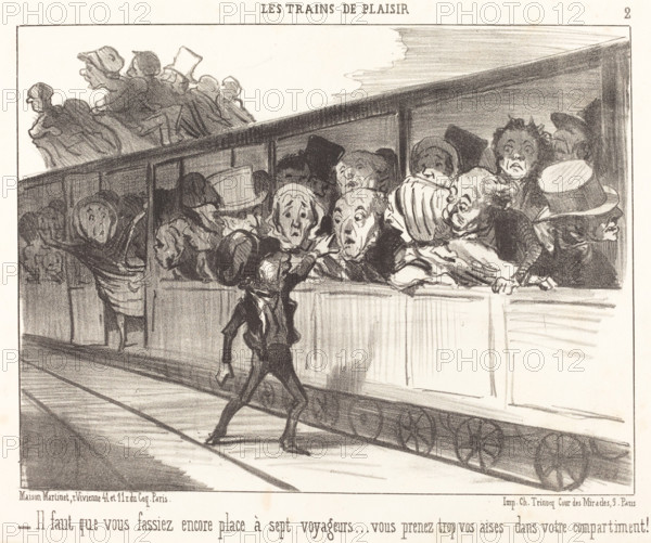 Il faut que vous fassiez encore place à sept voyageurs..., 1852. Creator: Honore Daumier.