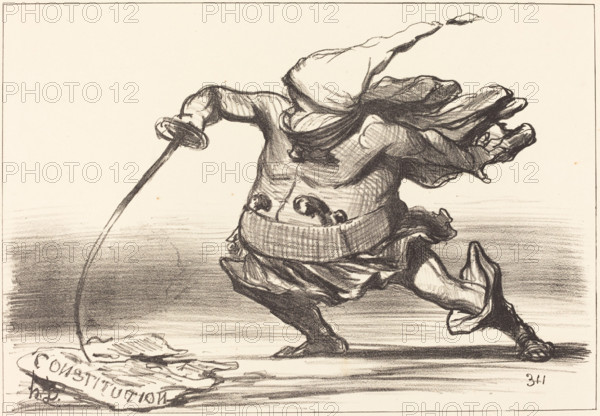 Un Matamore portant une... botte..., 1851. Creator: Honore Daumier.