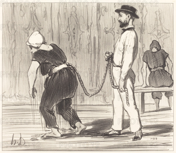 Madame Rabourdeau a sa première leçon, 1847. Creator: Honore Daumier.