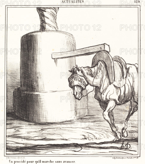 Un procédé pour qu'il marche sans avancer, 1868. Creator: Honore Daumier.