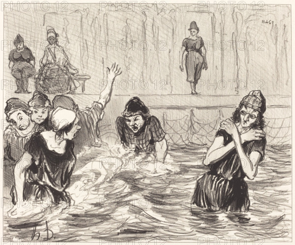 Les barbotteuses, 1847. Creator: Honore Daumier.