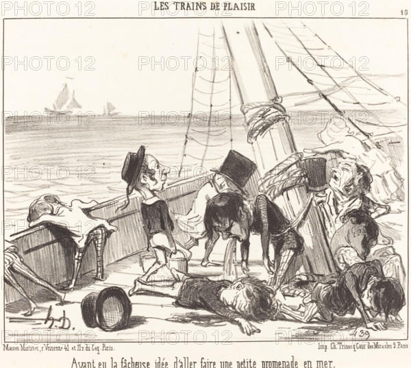 Ayant eu la fâcheuse idée d'aller faire une petite promenade en mer, 1852. Creator: Honore Daumier.