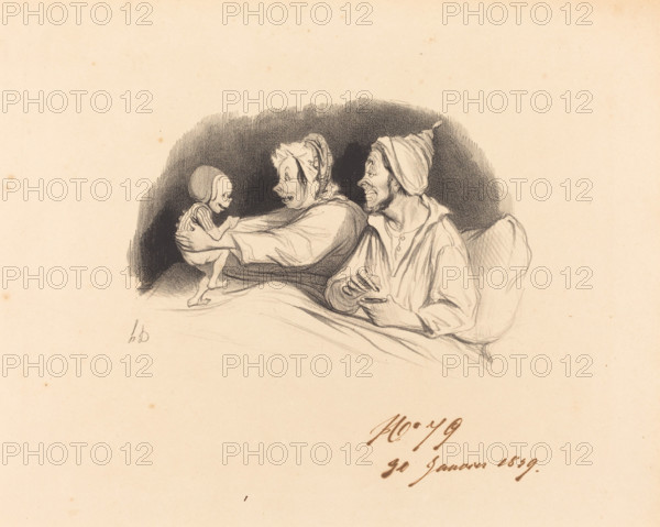 L'Éducation au Biberon, 1838.  Creator: Honore Daumier.