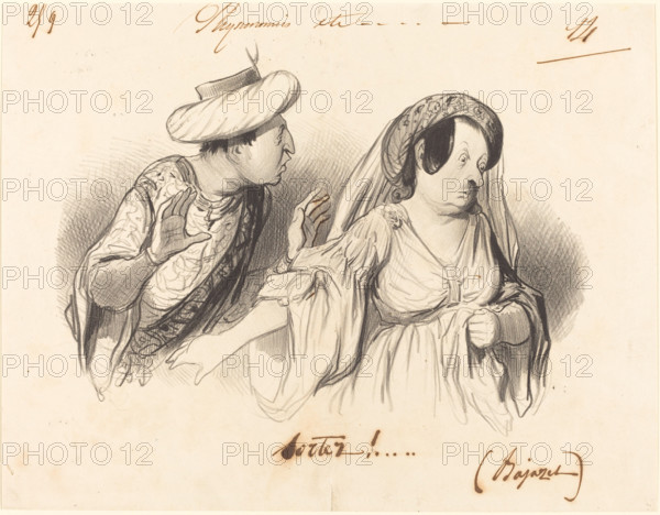 Sortez!... (Bajazet), 1841. Creator: Honore Daumier.