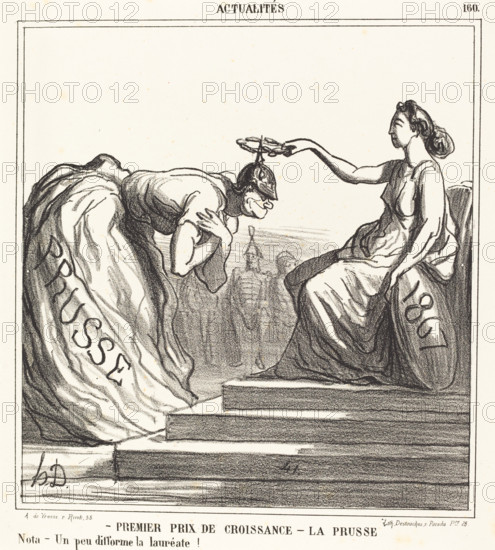 Premier prix de croissance - La Prusse, 1867. Creator: Honore Daumier.