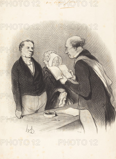 Devant M. le Maire, 1845. Creator: Honore Daumier.
