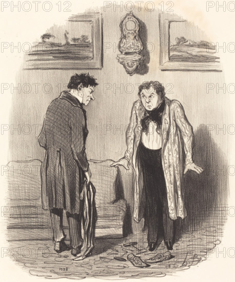 Mais quand je vous dis que je ne peux pas remuer les pieds avec ses bottes là!.., 1847.  Creator: Honore Daumier.