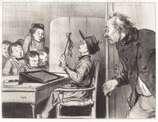 Attends, attends... j'te vas en donner moi du maître d'école!..., 1846.  Creator: Honore Daumier.