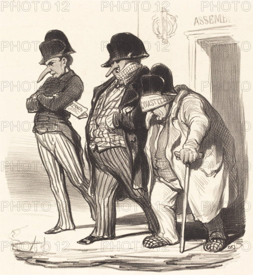 Les journaux Napoléoniens sortant de l'Assemblée Nationale..., 1848. Creator: Honore Daumier.