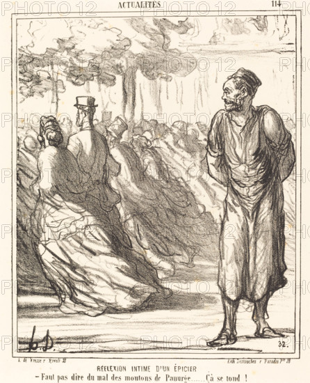 Réflexion intime d'un épicier, 1867.  Creator: Honore Daumier.