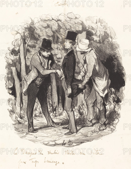Le danger de vouloir visiter un site par trop sauvage, 1845.  Creator: Honore Daumier.