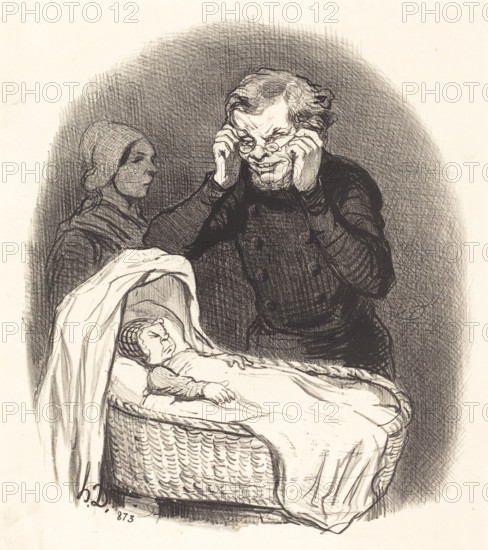 Un père heureux, 1846. Creator: Honore Daumier.