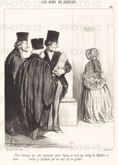 Quel dommage que cette charmante petite femme ne m'ait pas chargé de défendre sa cause..., 1846. Creator: Honore Daumier.