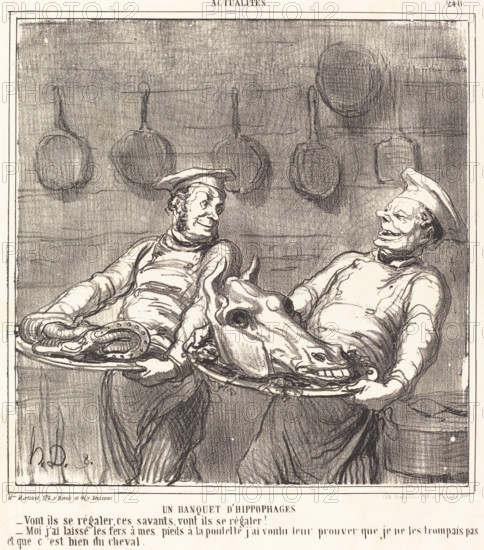Un banquet d'hippophages, 1865. Creator: Honore Daumier.