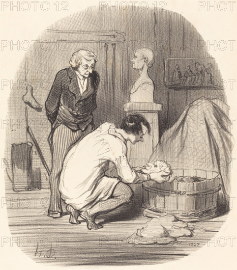 L'Artiste - Voilà qui est terminé!..., 1852. Creator: Honore Daumier.