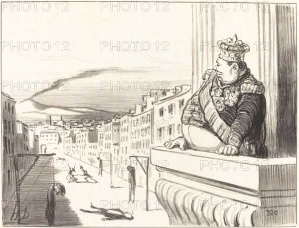 À Naples - Le meilleur des rois continuant à faire régner l'ordre dans ses états, 1851. Creator: Honore Daumier.