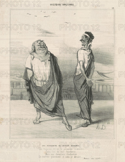 Une rencontre de joyeux augures, c1842. Creator: Honore Daumier.