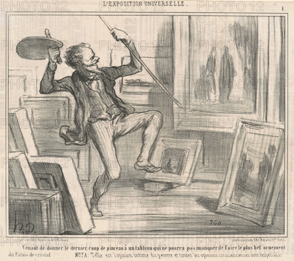 Venant de donner le dernier coup de pinceau ..., 1855.  Creator: Honore Daumier.