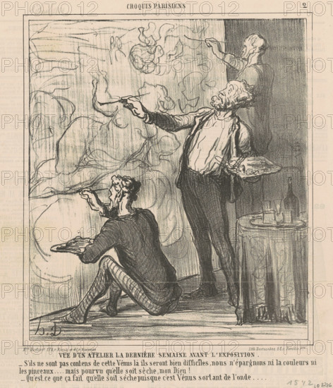 Vue d'un atelier la dernière semaine avant l'exposition, 1864.  Creator: Honore Daumier.