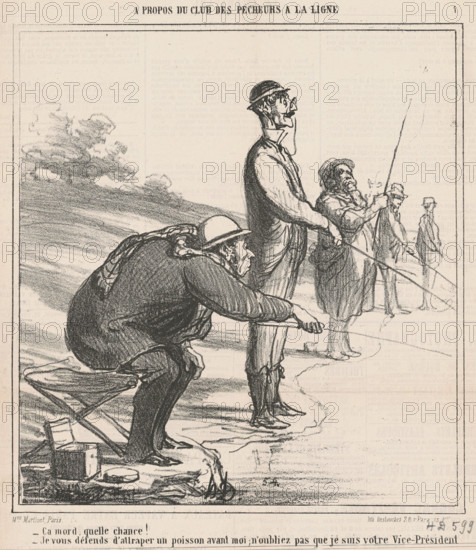 Ça mord, quelle chance!, c1866. Creator: Honore Daumier.