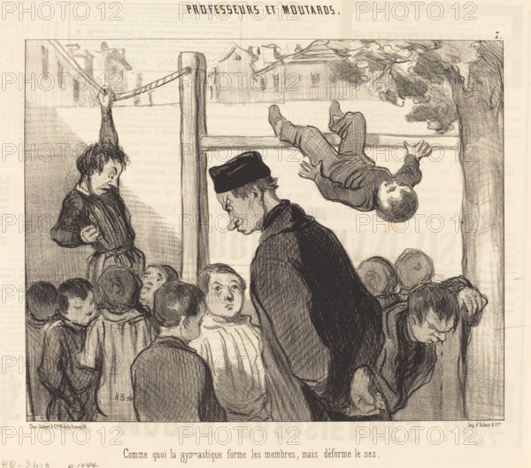 Comme quoi la gymnastique forme les membres..., 1845. Creator: Honore Daumier.