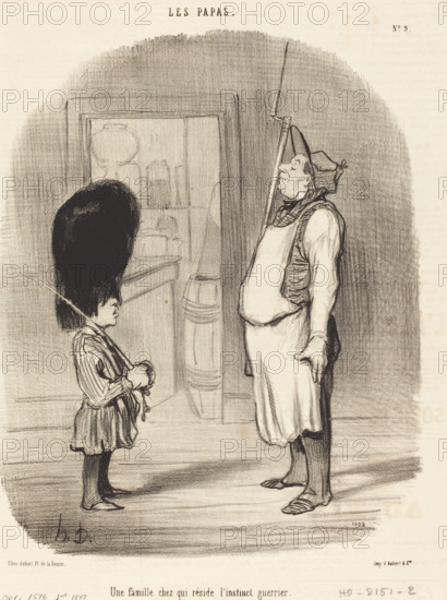 Une famille chez qui rèside l'instinct guerrier, 1847. Creator: Honore Daumier.