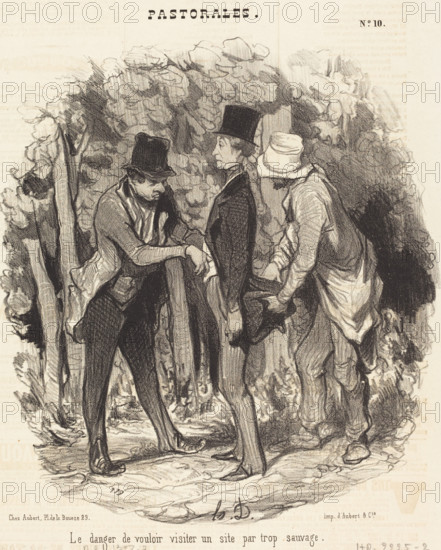 Le danger de vouloir visiter un site par trop sauvage, 1845.  Creator: Honore Daumier.