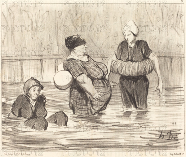 Les baigneuses prudentes, 1847. Creator: Honore Daumier.