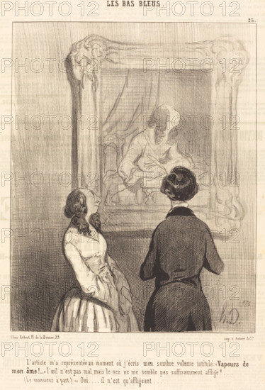L'Artiste m'a représentée au moment ou j'écris..., 1844.  Creator: Honore Daumier.