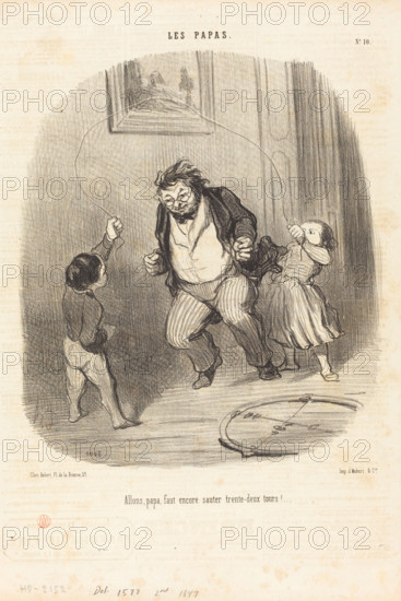 Allons, papa, fait encore trente-deux tours!, 1847. Creator: Honore Daumier.