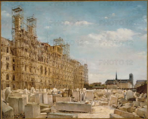 The Hotel de Ville under reconstruction, 1880. Creator: Paul Joseph Victor Dargaud.
