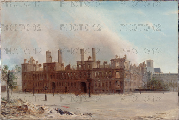 The Hôtel de Ville after the fire of 1871, (1871). Creator: Franciscus Leonardus Johannes Moormans.