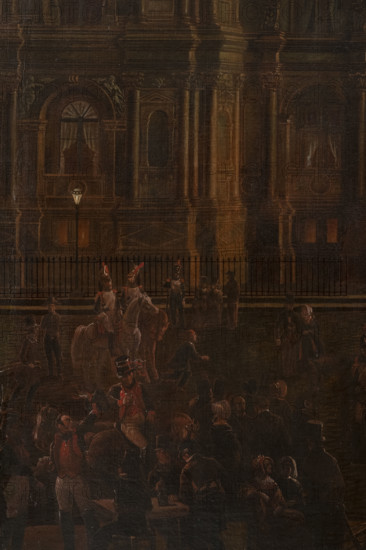 Illumination of the Hôtel de Ville for King's Day, May 1, 1847, (1847). Creator: Auguste Roux.