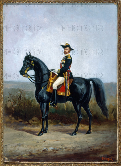 Equestrian portrait of General George Ernest Boulanger, late 19th century.  Creator: John Williamson.