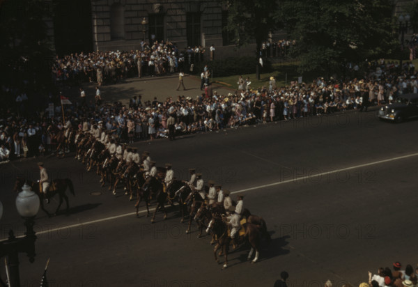 Black Troops at the Memorial Day Parade, Washington D.C., May 1942.  Creator: Royden Dixon.