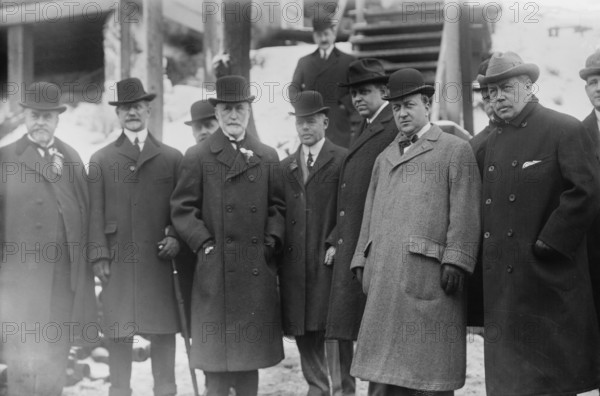 C.N. Chadwick, Chas. Straus, J.F. Galvin, Mayor Gaynor, J. Waldo Smith, R. Waldo, Thompson..., 1912. Creator: Bain News Service.