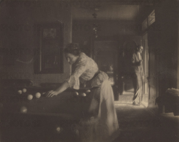 Gertrude Käsebier O'Malley at Billiards (Self-portrait), about 1909. Creator: Gertrude Kasebier.