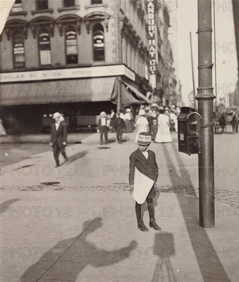 Self-Portrait with Newsboy, 1908. Creator: Lewis Wickes Hine.