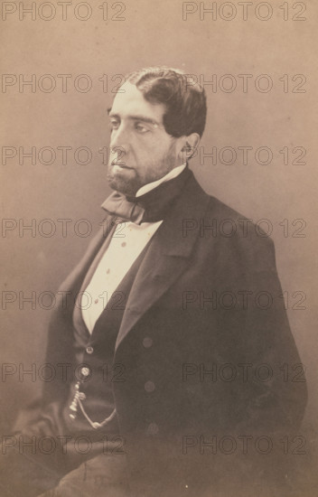 St. Albin, bibliothecaire de L'impératrice Eugénie, 1855-1859. Creator: Nadar.