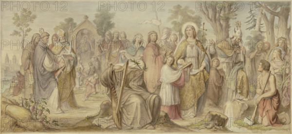 The Arts Being Introduced to Germany by Christianity, c1855. Creator: Philipp Veit.