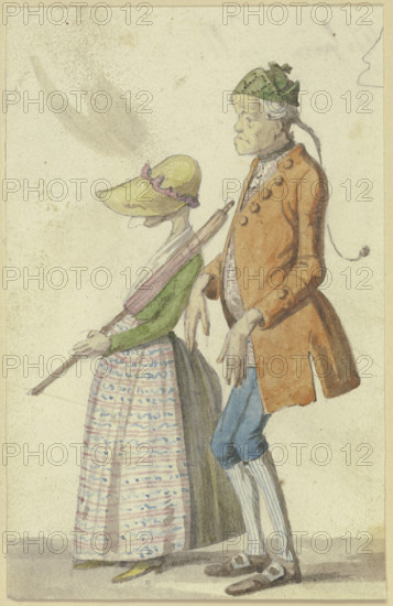 Caricatured farmer couple, 19th century. Creator: Hieronymus Hess.