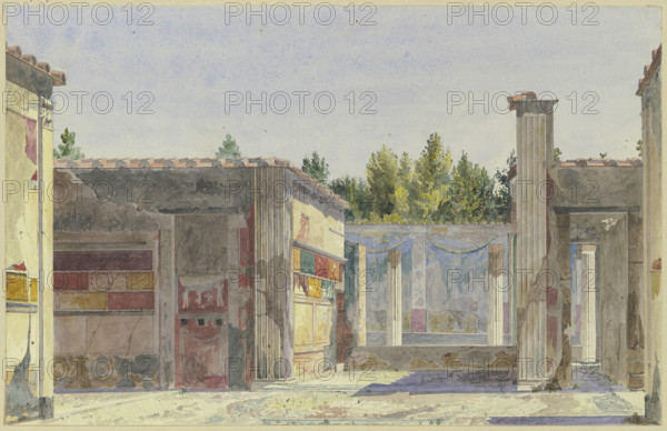 The Casa di Sallustio and surrounding ruins in Pompeii, mid-late 19th century. Creator: Carl Friedrich Heinrich Werner.