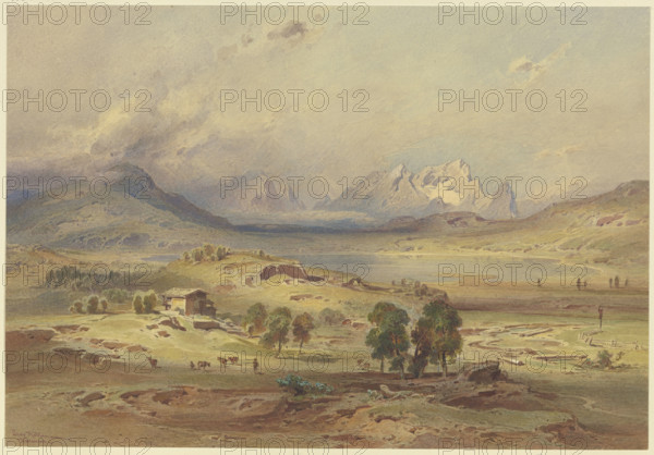 Lake Barmsee with the Zugspitze, 19th century. Creator: Leopold Rottmann.