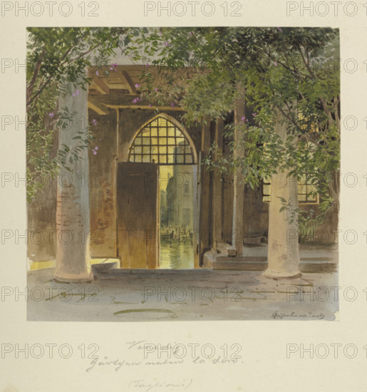 Courtyard at the Ca' d'Oro in Venice, 1851. Creator: Carl Theodor Reiffenstein.